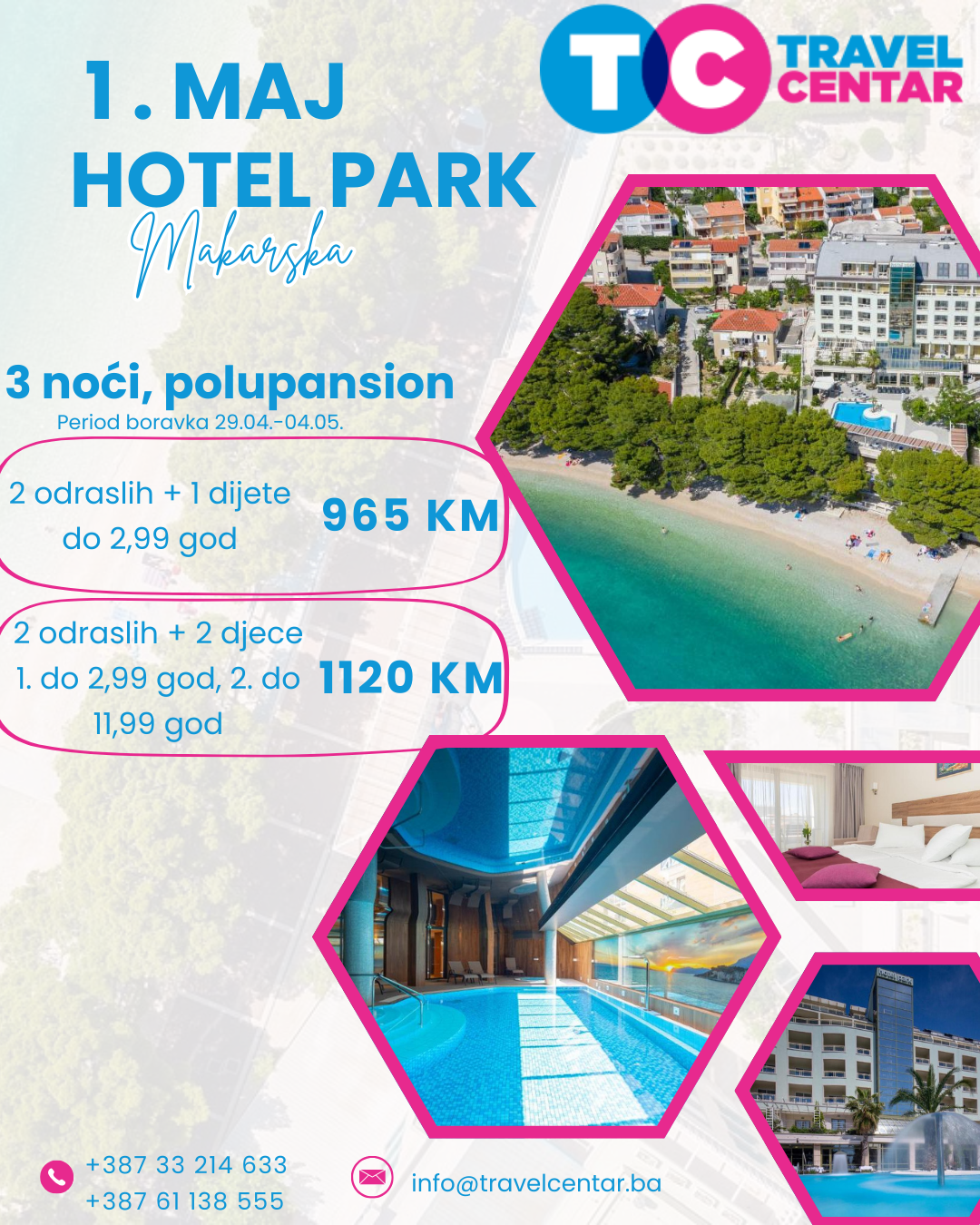 Prvi maj Makarska 2026 – Hotel Park 4★ polupansion | 3 noći od 965 KM za 2 osobe
