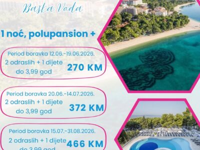 Ljetovanje na Makarskoj rivijeri 2026 – Hotel Horizont Baška Voda 4★ već od 270 KM